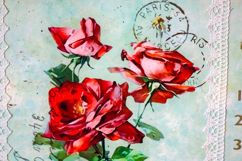Calendrier perpétuel romantique en métal - Bouquet de roses et son petit papillon