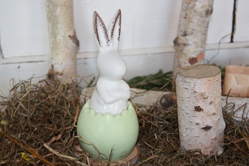 Personnage de Pâques – Le lapin de Pâques dans un oeuf vert