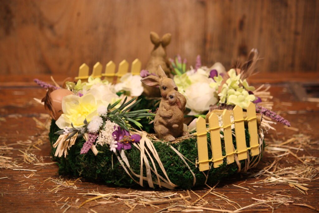 Couronne de Pâques – Les lapines et leur lapereau