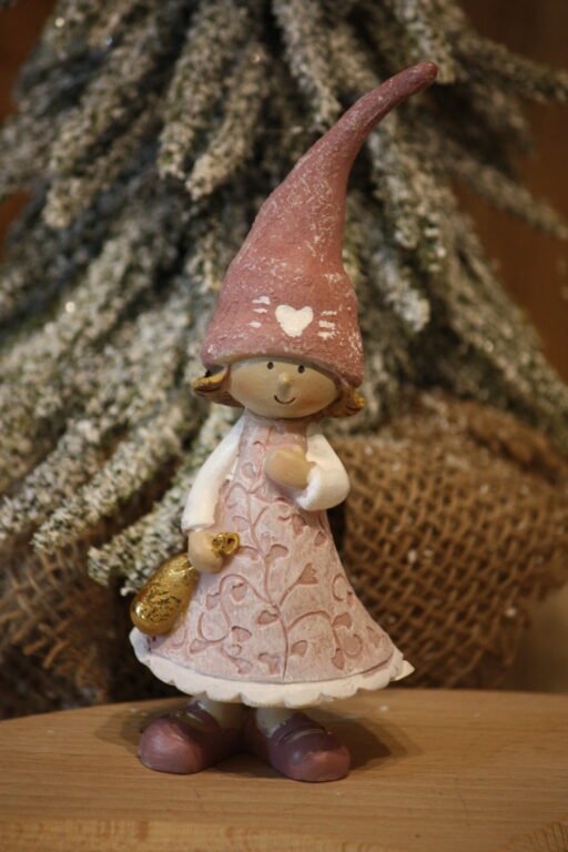 Personnage de Noël - La petite fille au bonnet rose avec son petit sac – Image 2