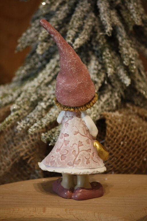 Personnage de Noël - La petite fille au bonnet rose avec son petit sac – Image 3