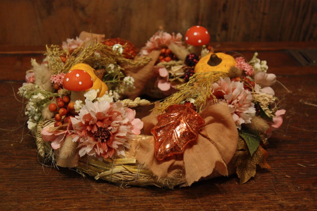 Couronne d’Automne – Les petits coloquintes et les feuilles d’automne