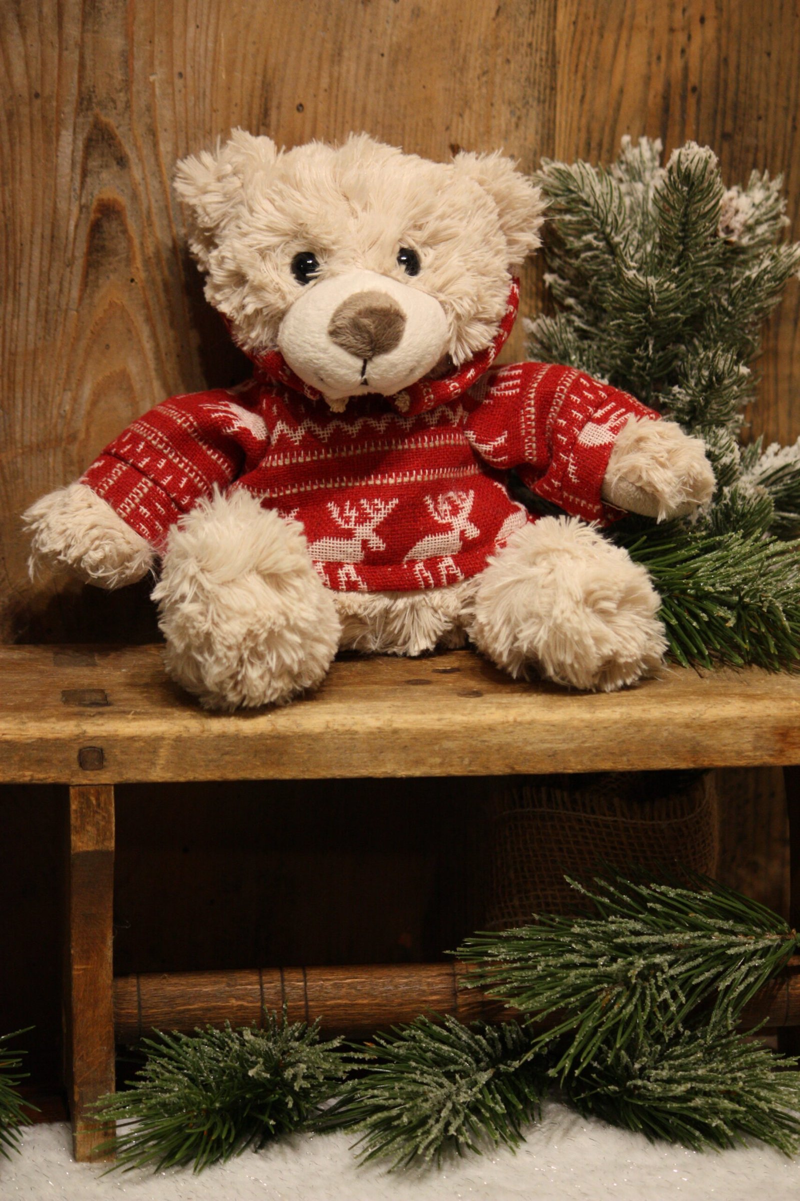 Peluche décorative - Le petit nounours avec son petit pull à capuche