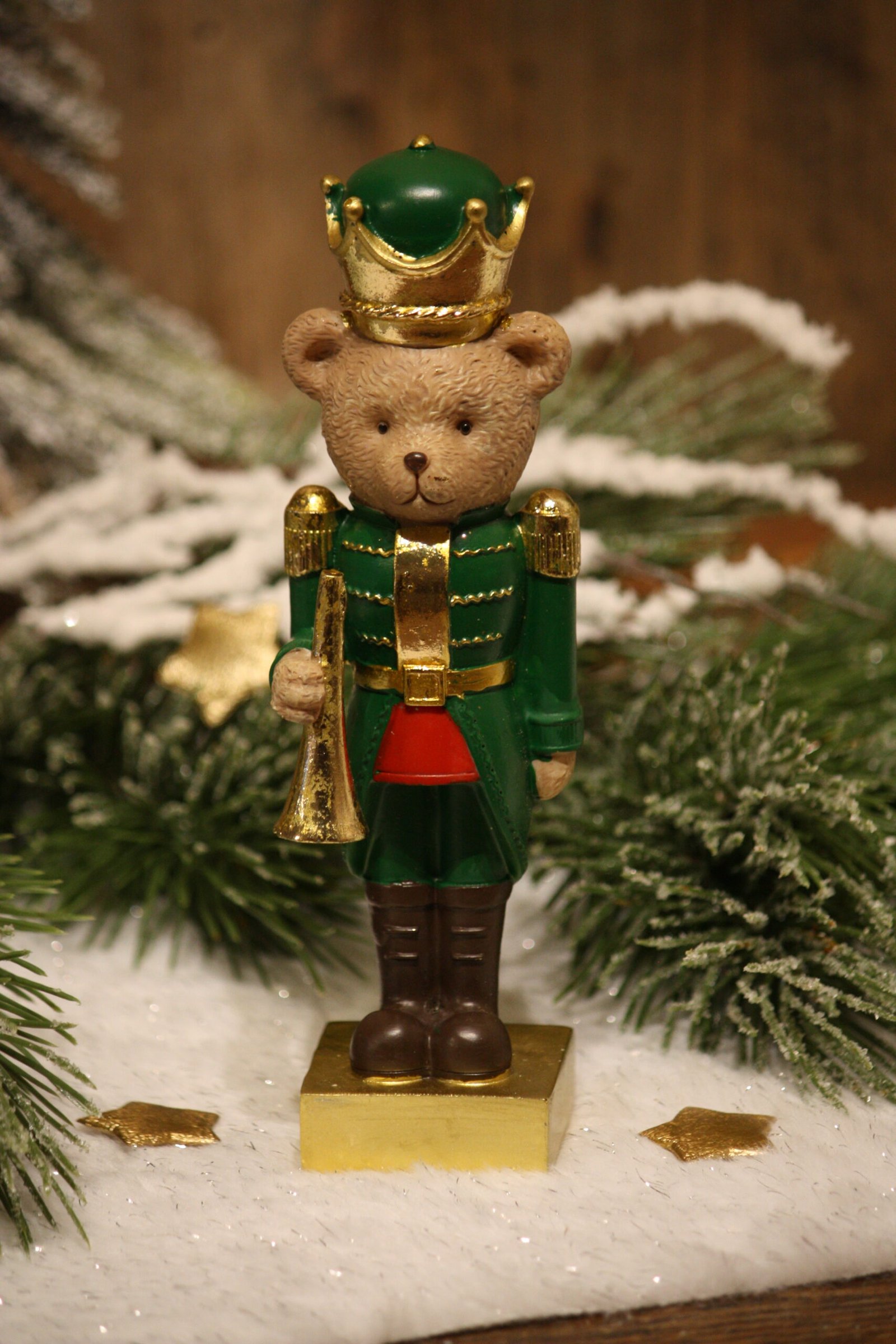 Personnage de Noël - Ours Casse-Noisette vert avec sa trompette