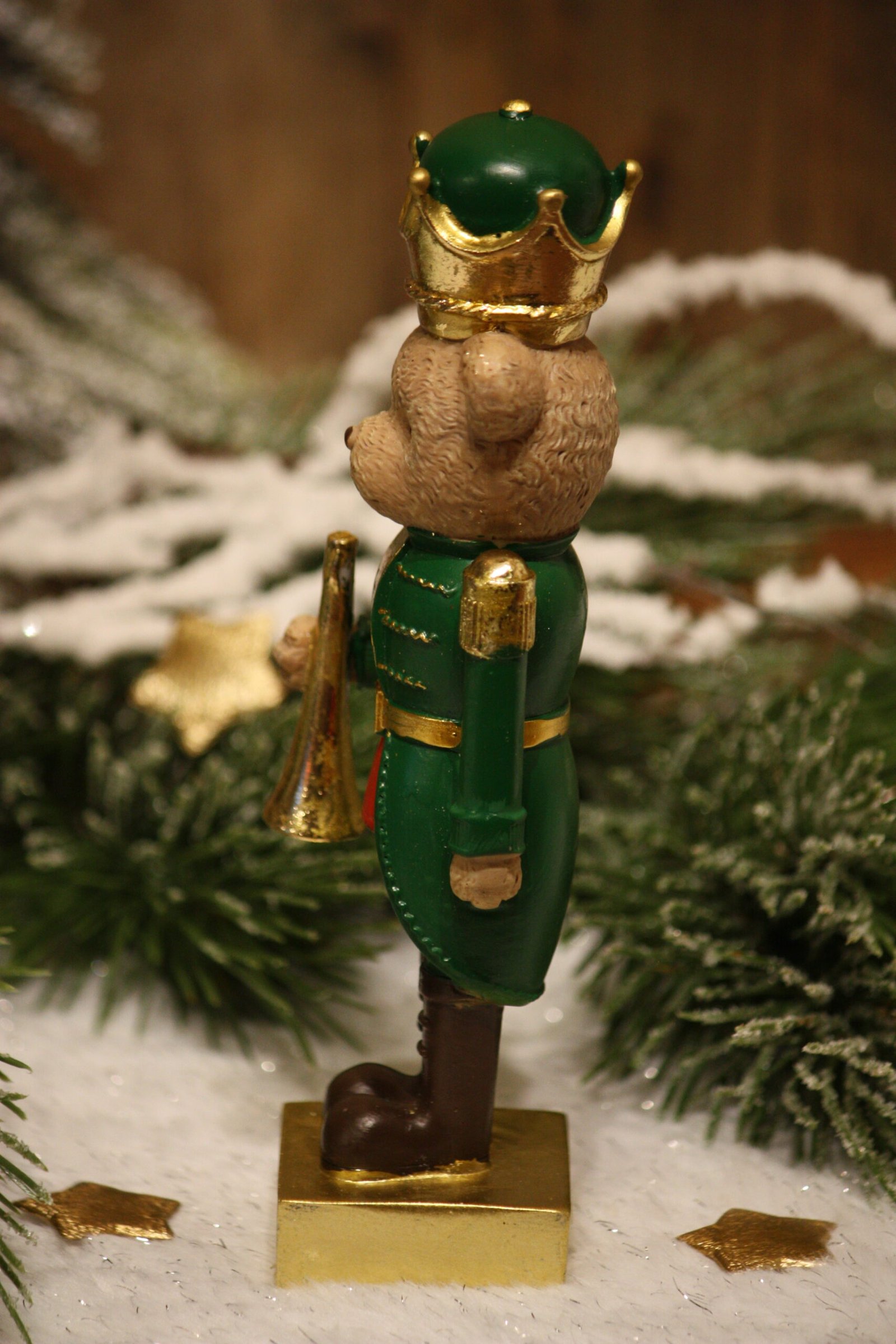 Personnage de Noël - Ours Casse-Noisette vert avec sa trompette – Image 2